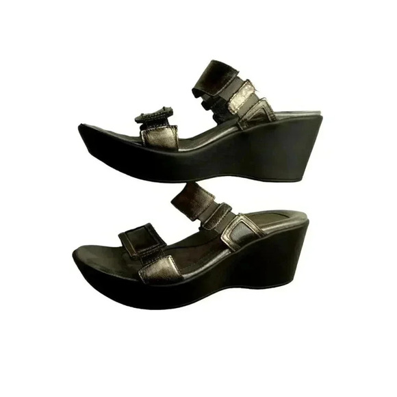 Naot Women's Treasure 2 Strap Metal Pewter Platform 3 Inches Wedge Sandal Size39 - Picture 8 of 11